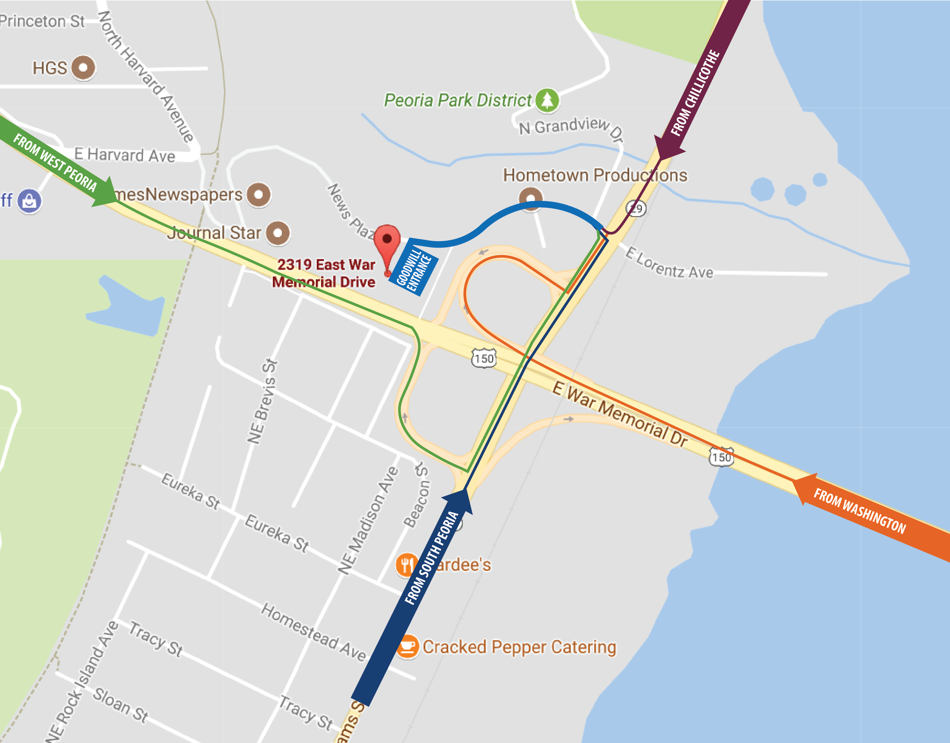 How to get here map01 Goodwill of Central IL