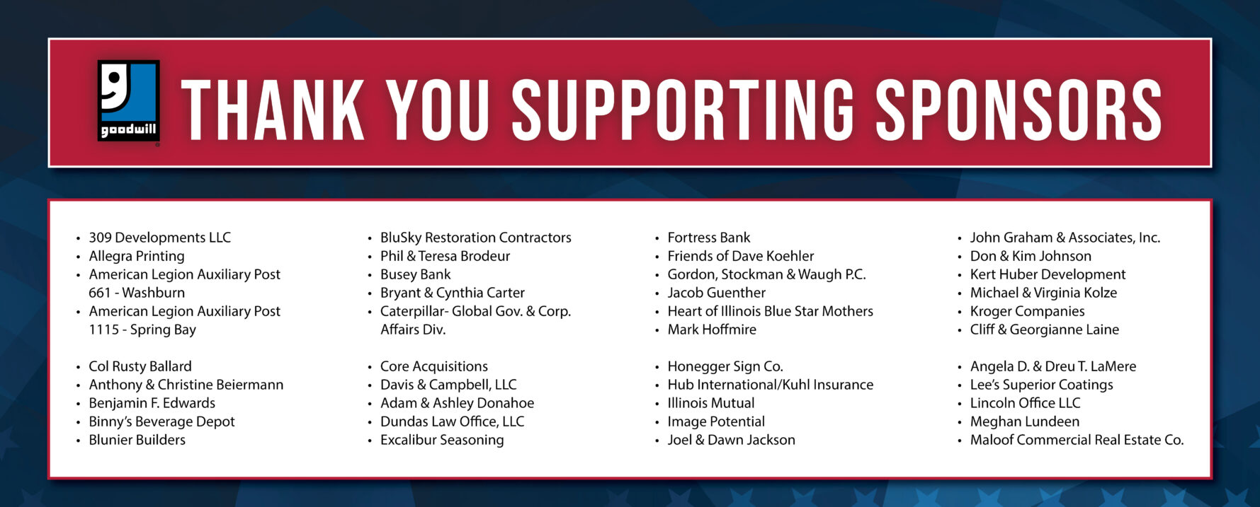 Patriot Weekend Supporting Sponsors 1 2025